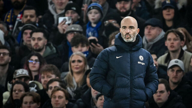 Chelsea's Italian head coach Enzo Maresca during the English Premier League football match between Chelsea and Bournemouth at Stamford Bridge in London on January 14, 2025.