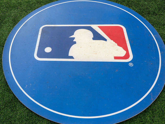 TORONTO, CANADA - SEPTEMBER 10: A detail view of a batting circle with an MLB logo prior to a game between the New York Mets and the Toronto Blue Jays at Rogers Centre on September 10, 2024 in Toronto, Canada.