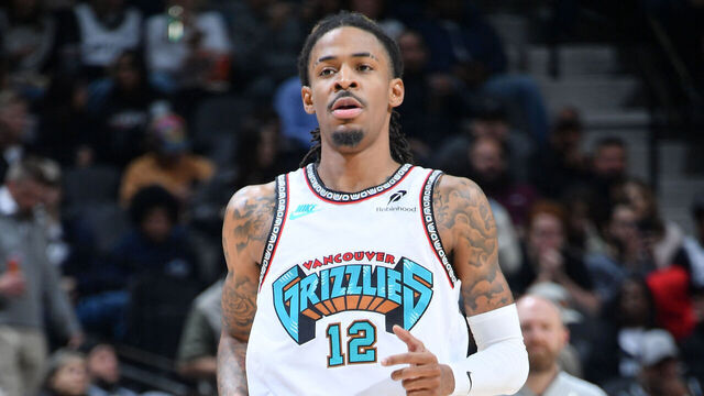 SAN ANTONIO, TX - JANUARY 15: Ja Morant #12 of the Memphis Grizzlies looks on during the game against the San Antonio Spurs on January 15, 2025 at the Frost Bank Center in San Antonio, Texas. Mandatory Copyright Notice: Copyright 2024 NBAE (Photos by Michael Gonzales/NBAE via Getty Images)