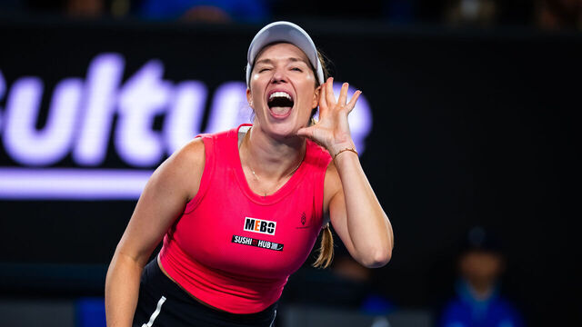 MELBOURNE, AUSTRALIA - JANUARY 16: Danielle Collins of the United States provokes the crowd after defeating Destanee Aiava of Australia in the second round on Day 5 of the 2025 Australian Open at Melbourne Park on January 16, 2025 in Melbourne, Australia