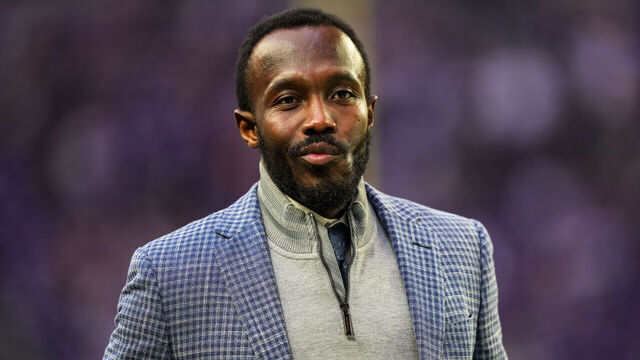 MINNEAPOLIS, MINNESOTA - DECEMBER 29: Kwesi Adofo-Mensah general manager of the Minnesota Vikings looks on prior to a game between the Minnesota Vikings and Green Bay Packers at U.S. Bank Stadium on December 29, 2024 in Minneapolis, Minnesota.