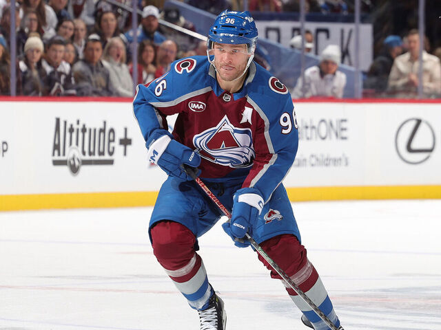 DENVER, COLORADO - JANUARY 04: Mikko Rantanen #96 of the Colorado Avalanche skates against the Montreal Canadiens at Ball Arena on January 4, 2025 in Denver, Colorado.