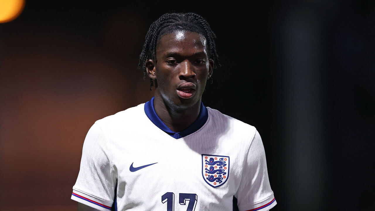 STOCKPORT, ENGLAND - SEPTEMBER 10: Romain Esse of England during the U20 Euro Elite League match between England Elite League Squad and Romania U20s at Edgeley Park on September 10, 2024 in Stockport, England.