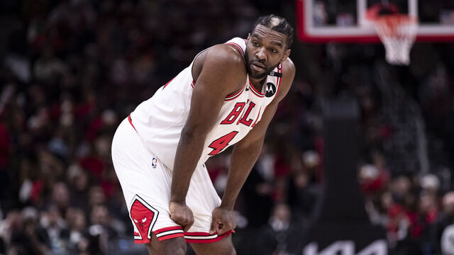 CHICAGO, ILLINOIS - JANUARY 14: Patrick Williams #44 of the Chicago Bulls looks on during the first half against the New Orleans Pelicans at the United Center on January 14, 2025 in Chicago, Illinois.