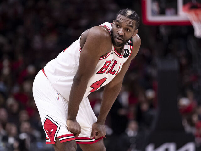 CHICAGO, ILLINOIS - JANUARY 14: Patrick Williams #44 of the Chicago Bulls looks on during the first half against the New Orleans Pelicans at the United Center on January 14, 2025 in Chicago, Illinois.