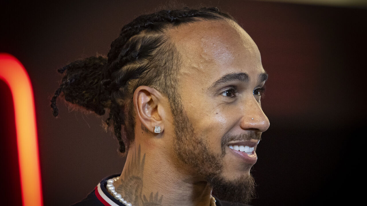 Lewis Hamilton of Great Britain driver of Mercedes-AMG Petronas F1 Team talks to media and press after the race, the Formula One Grand Prix of Abu Dhabi at Yas Marina Circuit, Abu Dhabi, United Arab Emirates on December 8, 2024