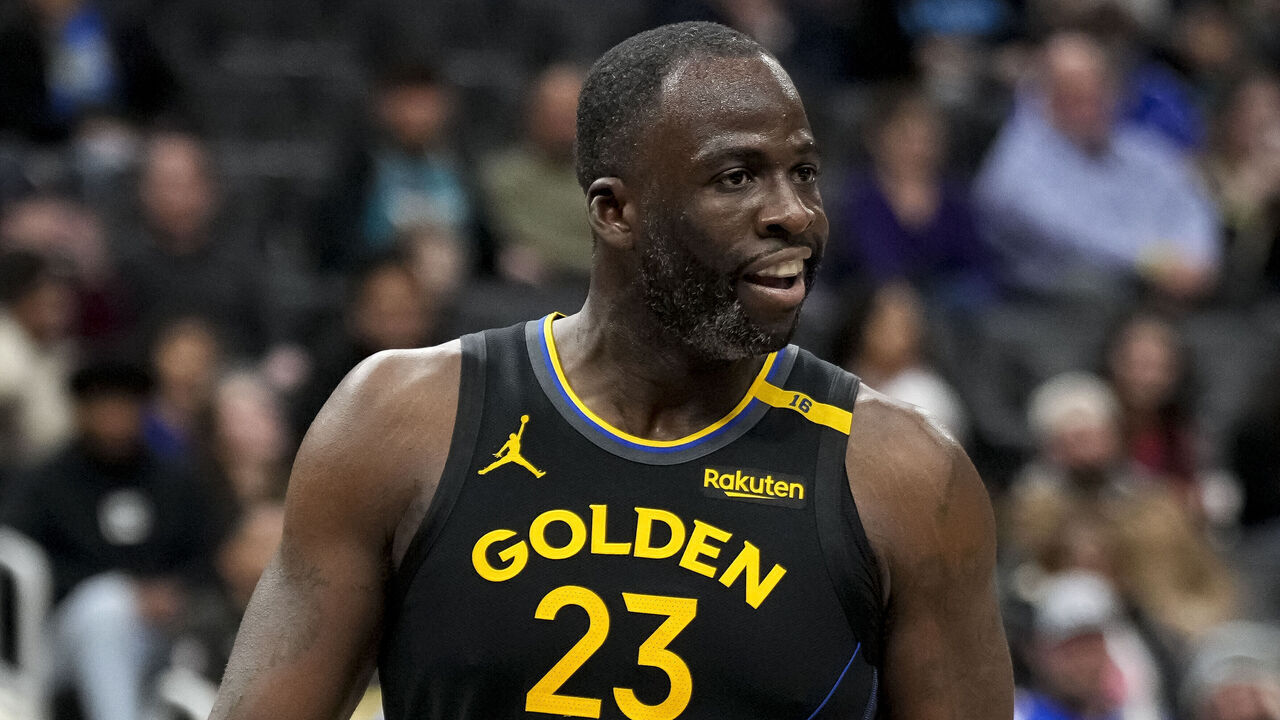 DETROIT, MICHIGAN - JANUARY 09: Draymond Green #23 of the Golden State Warriors looks on against the Detroit Pistons at Little Caesars Arena on January 09, 2025 in Detroit, Michigan.