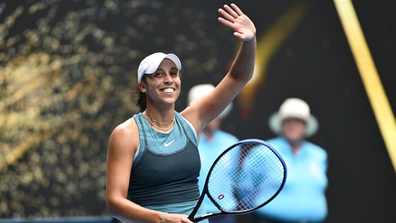 MELBOURNE, AUSTRALIA - JANUARY 22: Madison Keys of the United States acknowledges the crowd after winning against Elina Svitolina of Ukraine in the Women's Singles Quarterfinal during day 11 of the 2025 Australian Open at Melbourne Park on January 22, 2025 in Melbourne, Australia.
