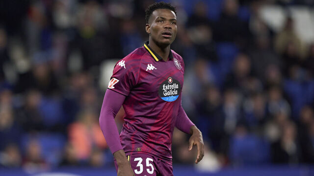 BARCELONA, SPAIN - JANUARY 17: Juma Bah Abdulay of Real Valladolid CF looks on during the LaLiga match between RCD Espanyol de Barcelona and Real Valladolid CF at RCDE Stadium on January 17, 2025 in Barcelona, Spain.