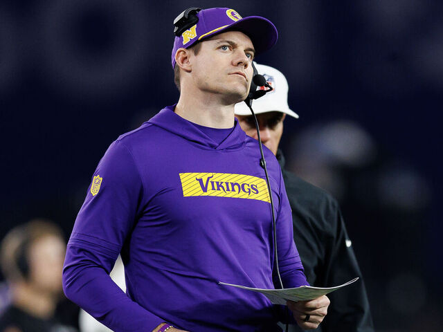 GLENDALE, ARIZONA - JANUARY 13: Head coach Kevin O'Connell of the Minnesota Vikings stands on the sidelines during the second half of an NFC Wild Card game against the Los Angeles Rams, at State Farm Stadium on January 13, 2025 in Glendale, Arizona.