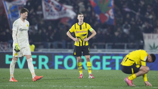 Bologna, Italy - January 21: Nico Schlotterbeck of Borussia Dortmund looks dejected during the UEFA Champions League 2024/25 League Phase MD7 match between Bologna FC 1909 and Borussia Dortmund at Stadio Renato Dall'Ara on January 21, 2025 in Bologna, Italy.