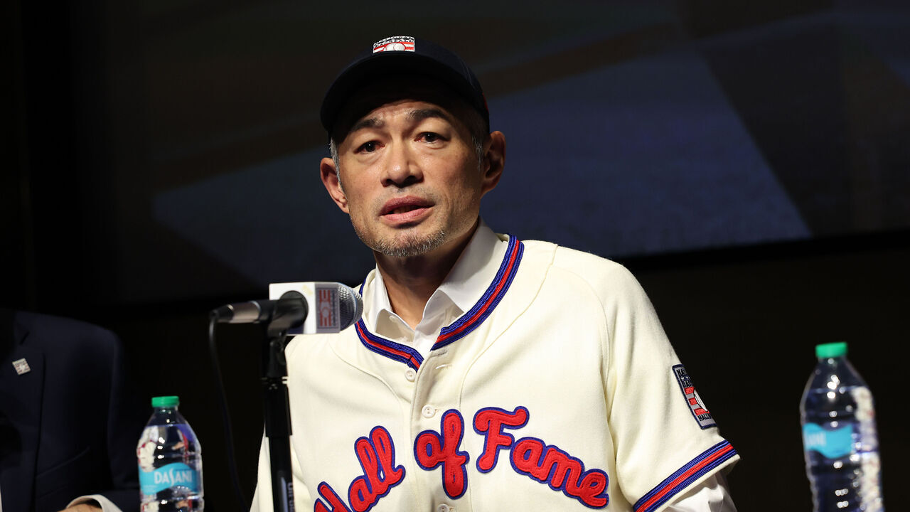 COOPERSTOWN, NY - JANUARY 23: Ichiro Suzuki speaks to the media after being elected into the National Baseball Hall of Fame Class of 2025 on January 23, 2025 in Cooperstown, New York.