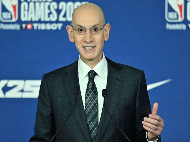 PARIS, FRANCE - JANUARY 23: Commissioner of the NBA Adam Silver speaks during a press conference prior to NBA Paris Games 2025 match between San Antonio Spurs and the Indiana Pacers at Accor Arena in Paris, France on January 23, 2025 in Paris, France.