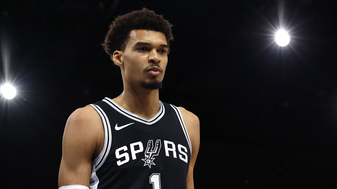 PARIS, FRANCE - JANUARY 23: Victor Wembanyama #1 of the San Antonio Spurs looks on during the game against the Indiana Pacers on January 23, 2025 at The Accor Arena in Paris, France. Mandatory Copyright Notice: Copyright 2025 NBAE