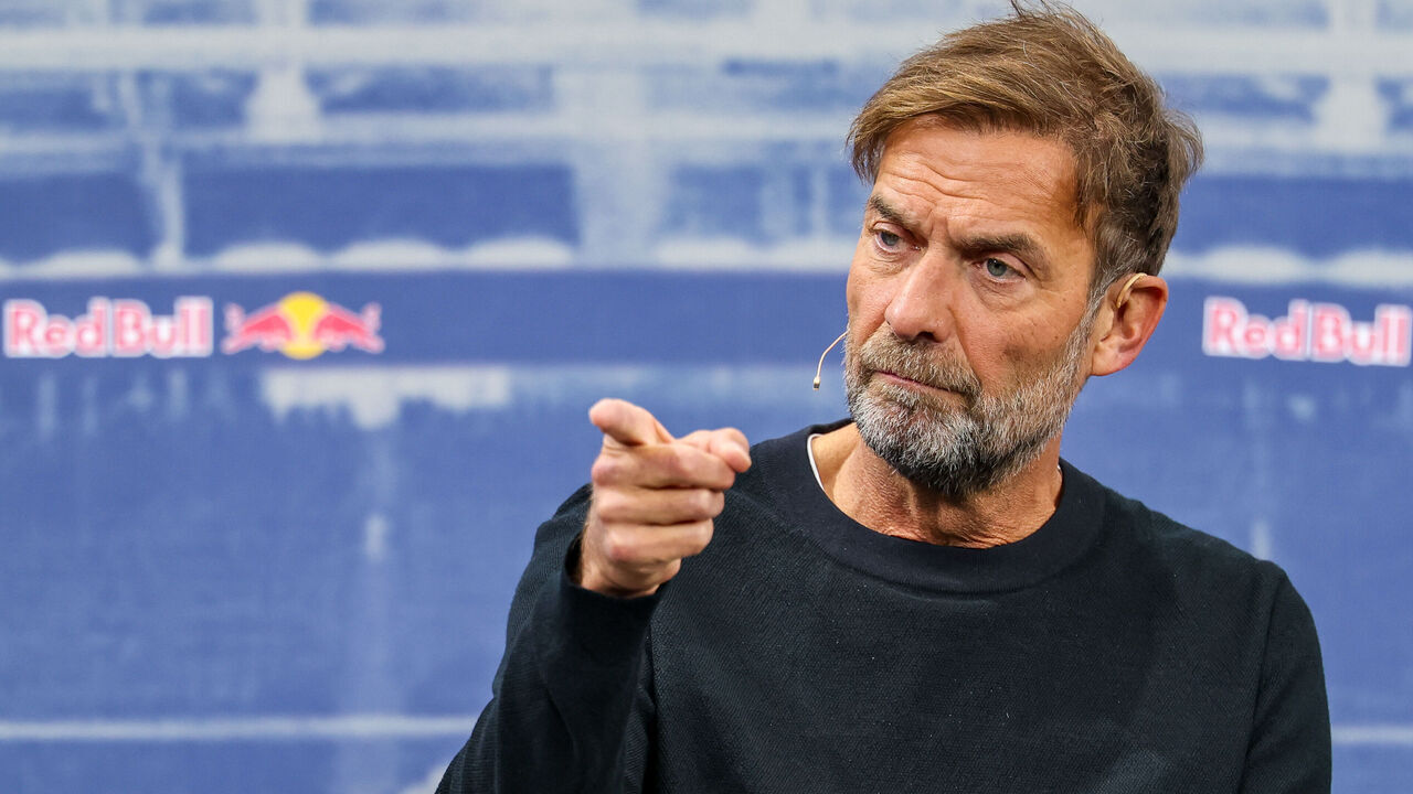 14 January 2025, Austria, Salzburg: Jürgen Klopp sits in Red Bull Hangar-7 during his presentation as the new Head of Global Soccer. Photo: Jan Woitas/dpa