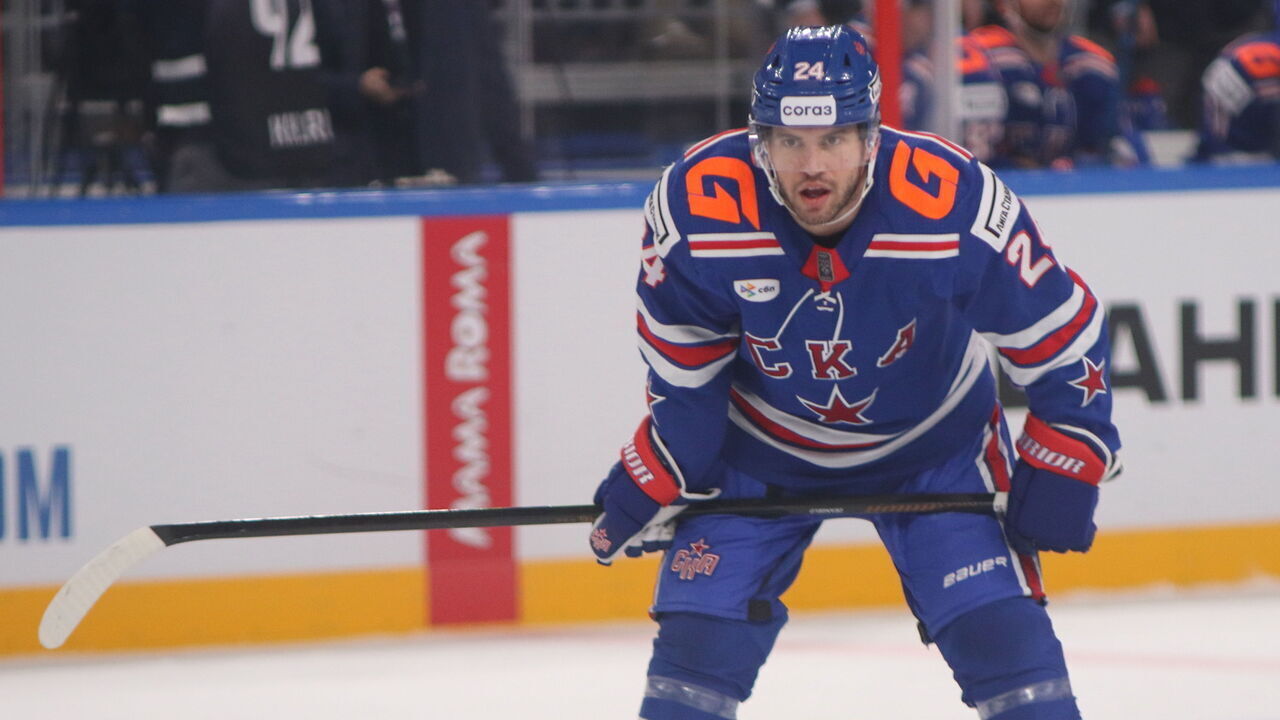 SAINT PETERSBURG, RUSSIA - 2024/12/19: Tony Deangelo, known as Anthony DeAngelo (24) SKA Hockey Club seen in action during the Hockey match, Kontinental Hockey League 2024/2025 between SKA Saint Petersburg and Torpedo Nizhny Novgorod at the SKA Arena. (Final score; SKA Saint Petersburg 6:4 Torpedo Nizhny Novgorod).