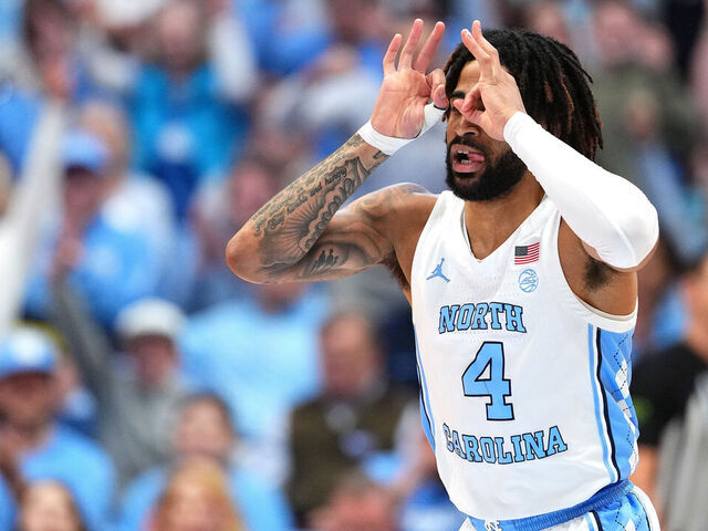 CHAPEL HILL, NORTH CAROLINA - JANUARY 25: RJ Davis #4 of the North Carolina Tar Heels reacts after making a three-point basket against the Boston College Eagles during the first half at the Dean E. Smith Center on January 25, 2025 in Chapel Hill, North Carolina.