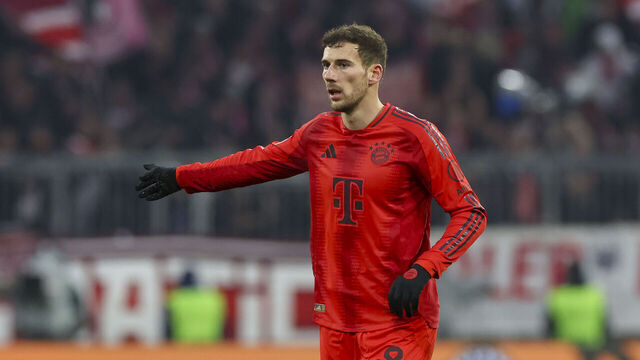 Munich, Germany - January 18: Leon Goretzka of Bayern Muenchen gestures during the Bundesliga match between FC Bayern München and VfL Wolfsburg at Allianz Arena on January 18, 2025 in Munich, Germany.