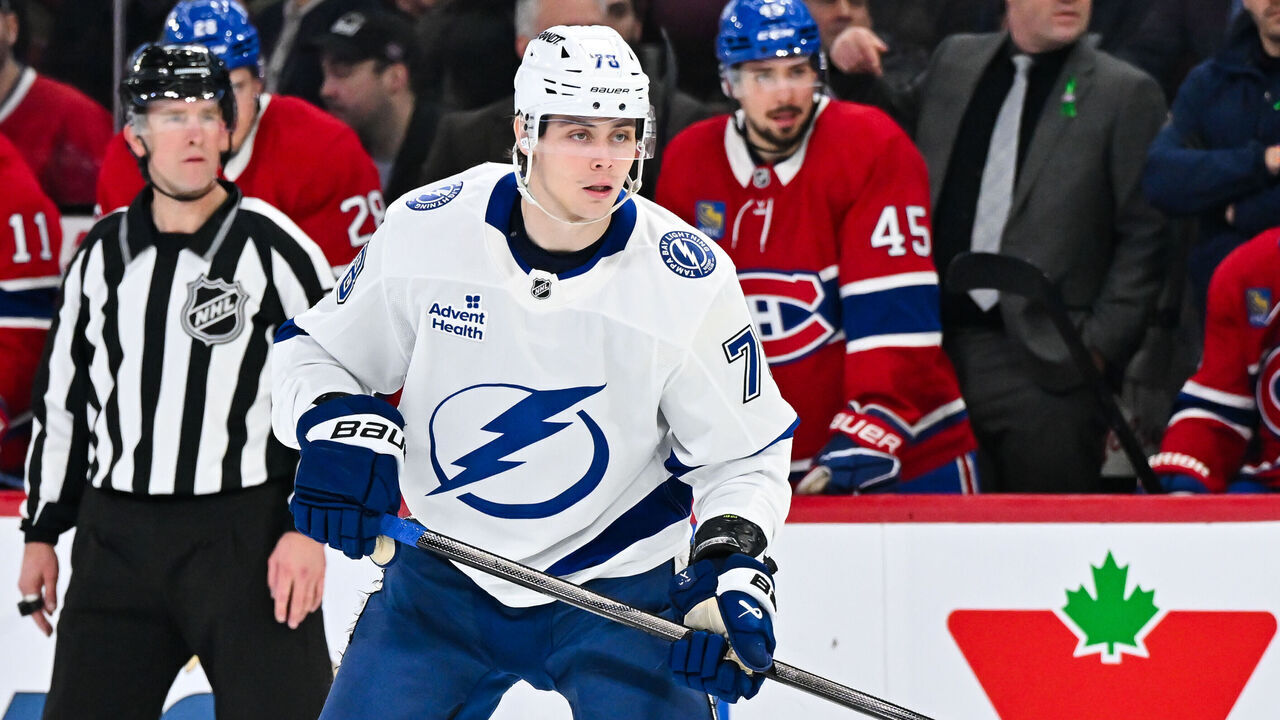 MONTREAL, CANADA - JANUARY 21: Emil Lilleberg #78 of the Tampa Bay Lightning skates during the third period against the Montreal Canadiens at the Bell Centre on January 21, 2025 in Montreal, Quebec, Canada. The Montreal Canadiens defeated the Tampa Bay Lightning 3-2.