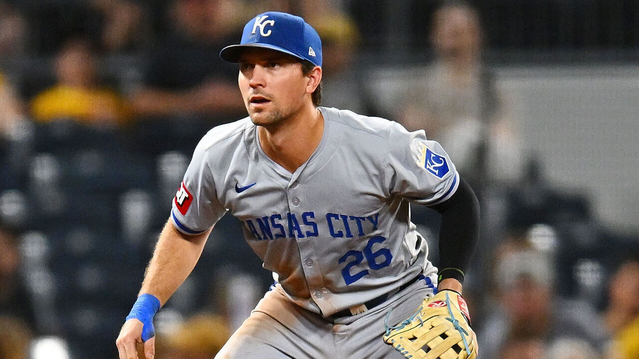 PITTSBURGH, PENNSYLVANIA - SEPTEMBER 13: Adam Frazier #26 of the Kansas City Royals in action during the game against the Pittsburgh Pirates at PNC Park on September 13, 2024 in Pittsburgh, Pennsylvania.