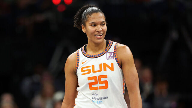 MINNEAPOLIS, MINNESOTA - OCTOBER 08: Alyssa Thomas #25 of the Connecticut Sun looks on against the Minnesota Lynx in the second quarter of Game Five of the Semi-Finals during the WNBA Playoffs at Target Center on October 08, 2024 in Minneapolis, Minnesota. The Lynx defeated the Sun 88-77.