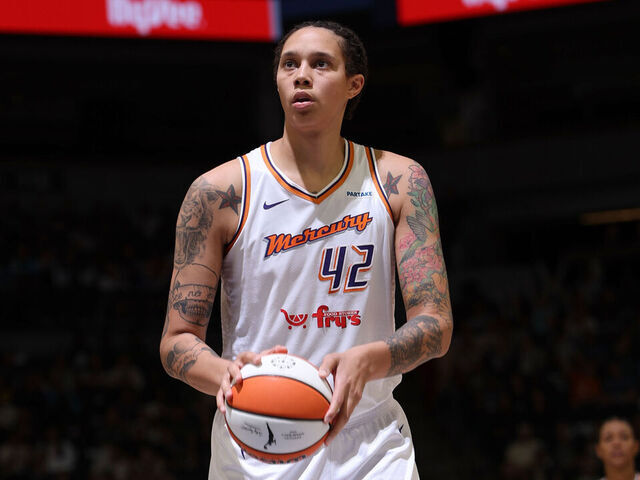 MINNEAPOLIS, MN - SEPTEMBER 25: Brittney Griner #42 of the Phoenix Mercury shoots a free throw during the game during round one game two of the 2024 WNBA Playoffs on September 25, 2024 at Target Center in Minneapolis, Minnesota. Mandatory Copyright Notice: Copyright 2024 NBAE