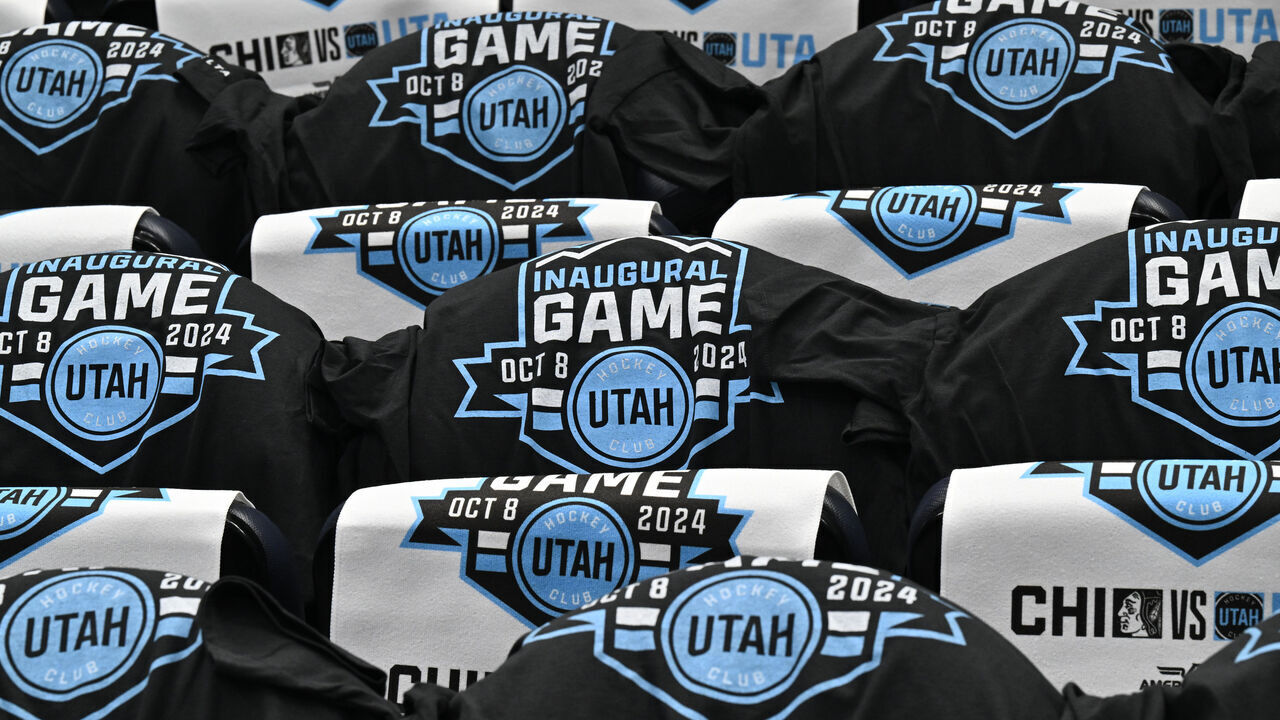 SALT LAKE CITY, UTAH - OCTOBER 08: A general view inside Delta Center prior to the inaugural game of the Utah Hockey Club against the Chicago Blackhawks on October 08, 2024 in Salt Lake City, Utah.