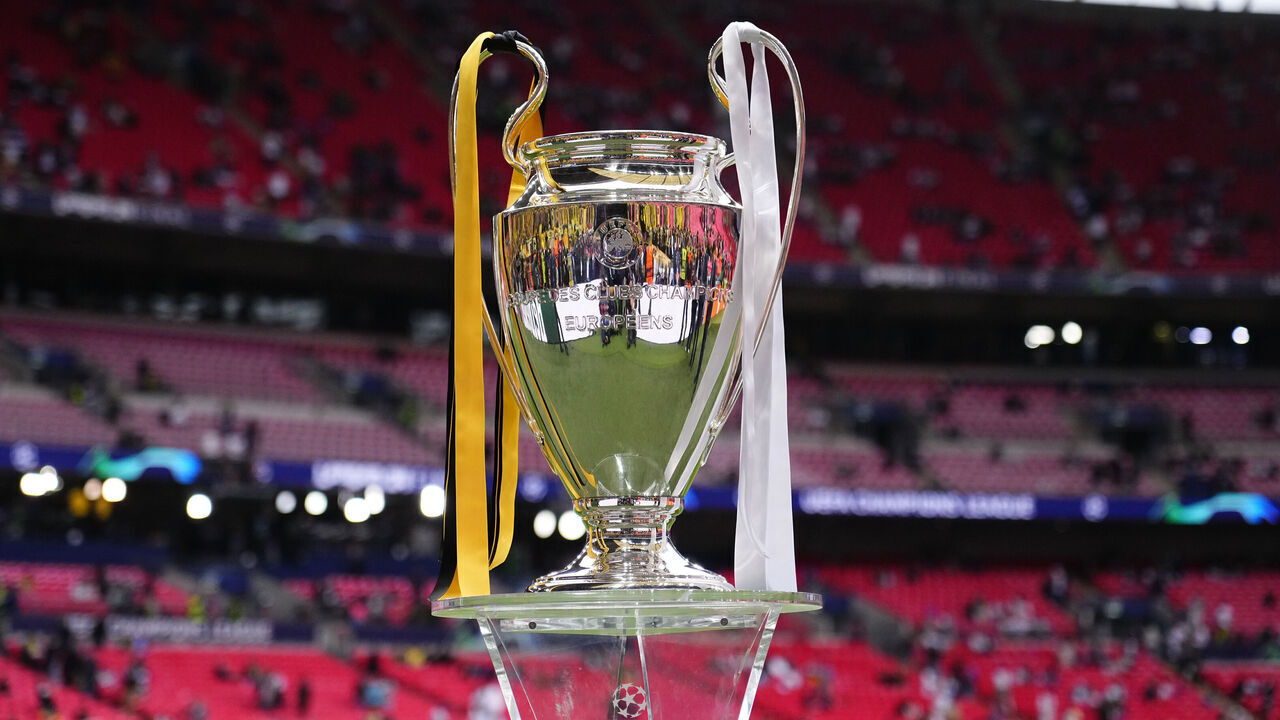 General View of the UEFA Champions League trophy prior the UEFA Champions League 2023/24 final match between Borussia Dortmund v Real Madrid CF at Wembley Stadium on June 1, 2024 in London, England.
