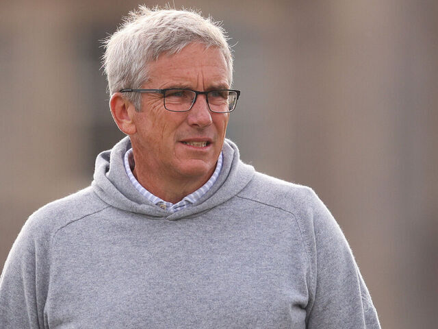 ST ANDREWS, SCOTLAND - OCTOBER 05: Jay Monahan, Commissioner of the PGA Tour looks across the first green during day three of the Alfred Dunhill Links Championship 2024 at the Old Course at St Andrews on October 05, 2024 in St Andrews, Scotland.