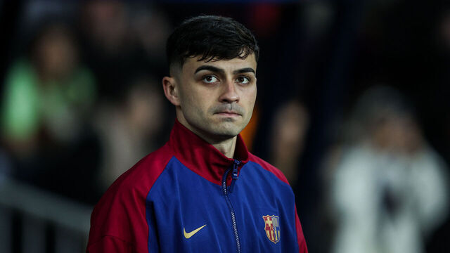 Barcelona, Spain - January 29: Pedri of FC Barcelona during the UEFA Champions League 2024/25 League Phase MD8 match between FC Barcelona and Atalanta BC at Estadi Olímpic Lluís Companys on January 29, 2025 in Barcelona, Spain.