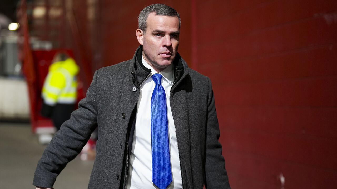 KANSAS CITY, MISSOURI - JANUARY 26: General manager Brandon Beane of the Buffalo Bills arrives to the stadium prior to the AFC Championship game against the Kansas City Chiefs, at GEHA Field at Arrowhead Stadium on January 26, 2025 in Kansas City, Missouri.