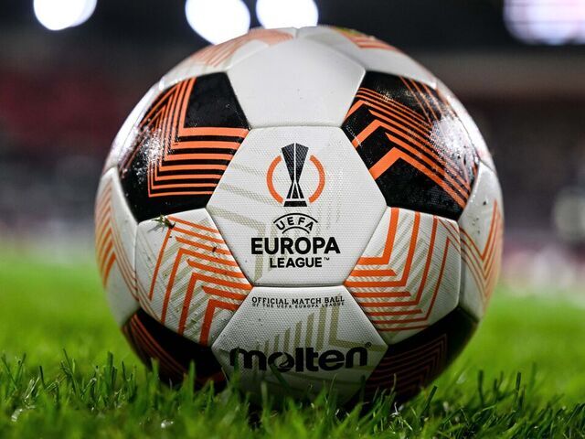 22 February 2024, Baden-Württemberg, Freiburg im Breisgau: Soccer: Europa League, SC Freiburg - RC Lens, knockout round, intermediate round, second legs, Europa-Park Stadion. Europa League match ball. Photo: Harry Langer/dpa