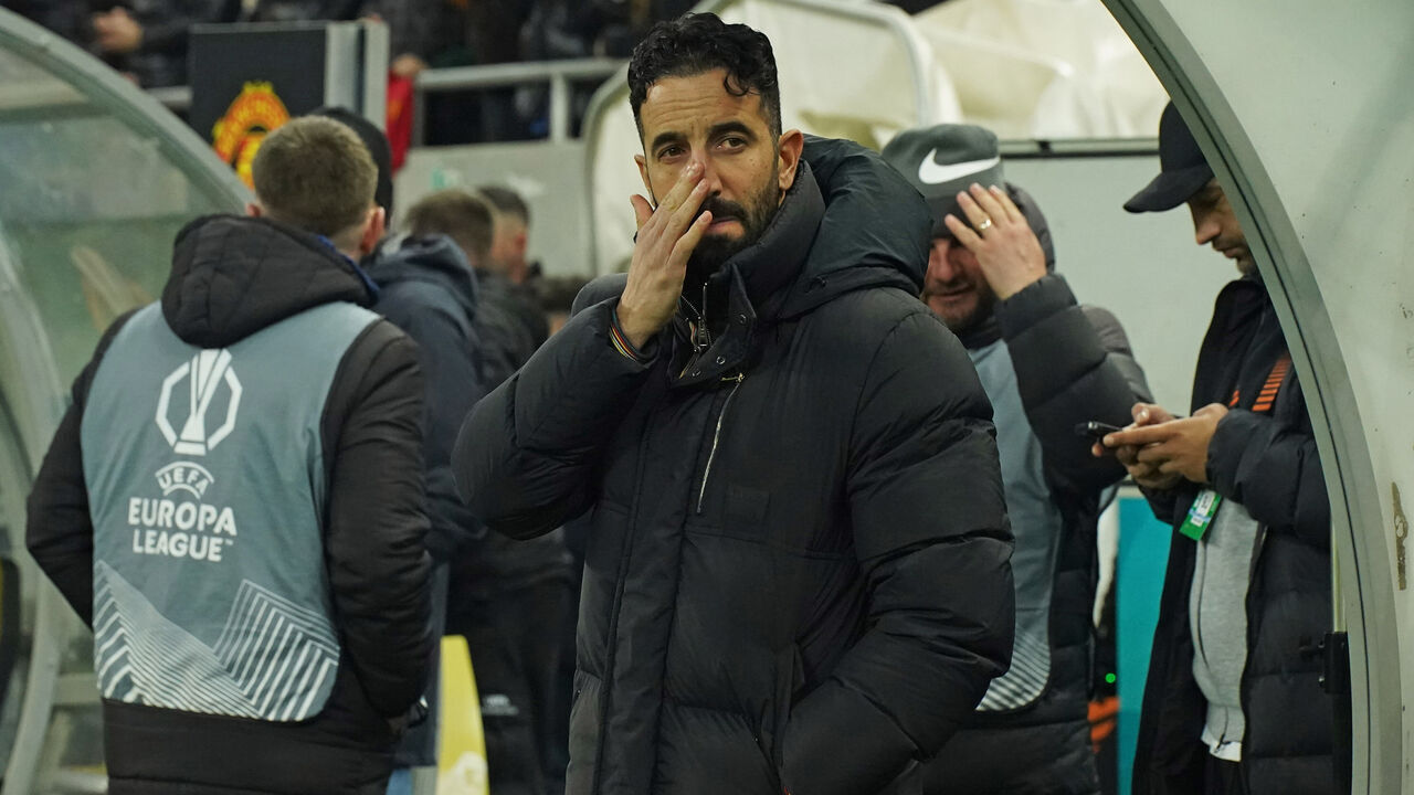 BUCHAREST, ROMANIA - JANUARY 30: Manchester United Head Coach Rúben Amorim looks on before the UEFA Europa League 2024/25 League Phase MD8 match between Fotbal Club FCSB and Manchester United at National Arena on January 30, 2025 in Bucharest, Romania.