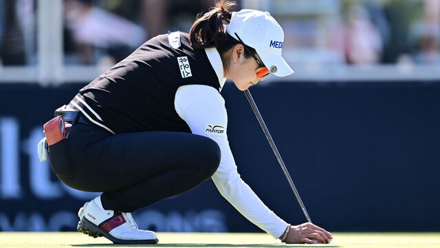 ORLANDO, FLORIDA - JANUARY 30: A Lim Kim of South Korea on the ninth green during the first round of the Hilton Grand Vacations Tournament of Champions 2025 at Lake Nona Golf & Country Club on January 30, 2025 in Orlando, Florida.