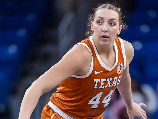 CHICAGO, ILLINOIS - NOVEMBER 17: Taylor Jones #44 of the Texas Longhorns is seen during the game against the DePaul Blue Demons at Wintrust Arena on November 17, 2024 in Chicago, Illinois.
