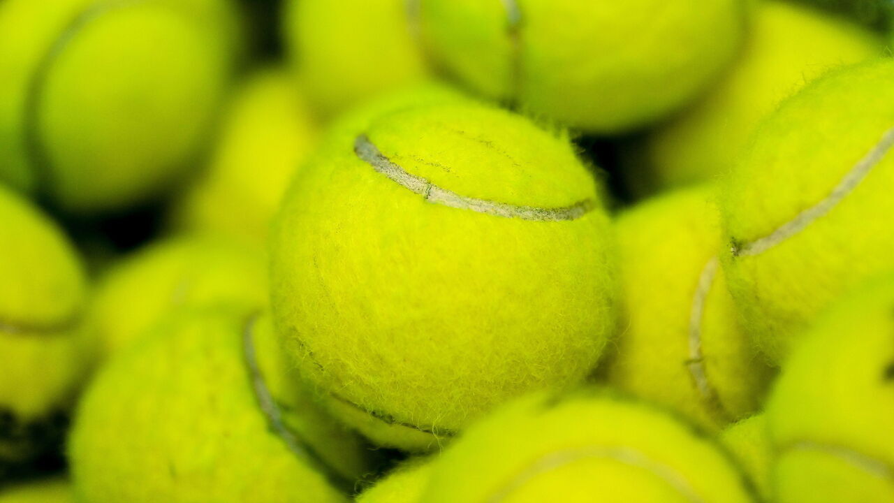 Limerick , Ireland - 4 February 2024; A general view of tennis balls during day two of the Davis Cup World Group I Play-off 1st Round match between Ireland and Austria at UL Sport Arena in Limerick.
