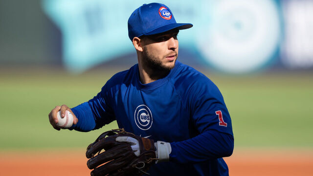 SEATTLE, WA - APRIL 12: Nick Madrigal #1 of the Chicago Cubs throws the ball during warmups before a game against the Seattle Mariners at T-Mobile Park on April 12, 2024 in Seattle, Washington. The Mariners won 4-2.