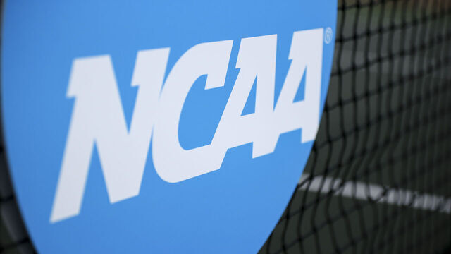 WACO, TEXAS - NOVEMBER 24: The NCAA logo is seen on the net during the Division I Mens Tennis Championship held at The Hurd Tennis Center on November 24, 2024 in Waco, Texas.