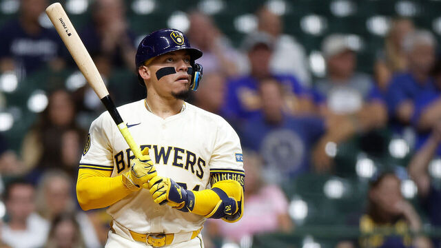MILWAUKEE, WISCONSIN - SEPTEMBER 19: William Contreras #24 of the Milwaukee Brewers up to bat against the Arizona Diamondbacks at American Family Field on September 19, 2024 in Milwaukee, Wisconsin.