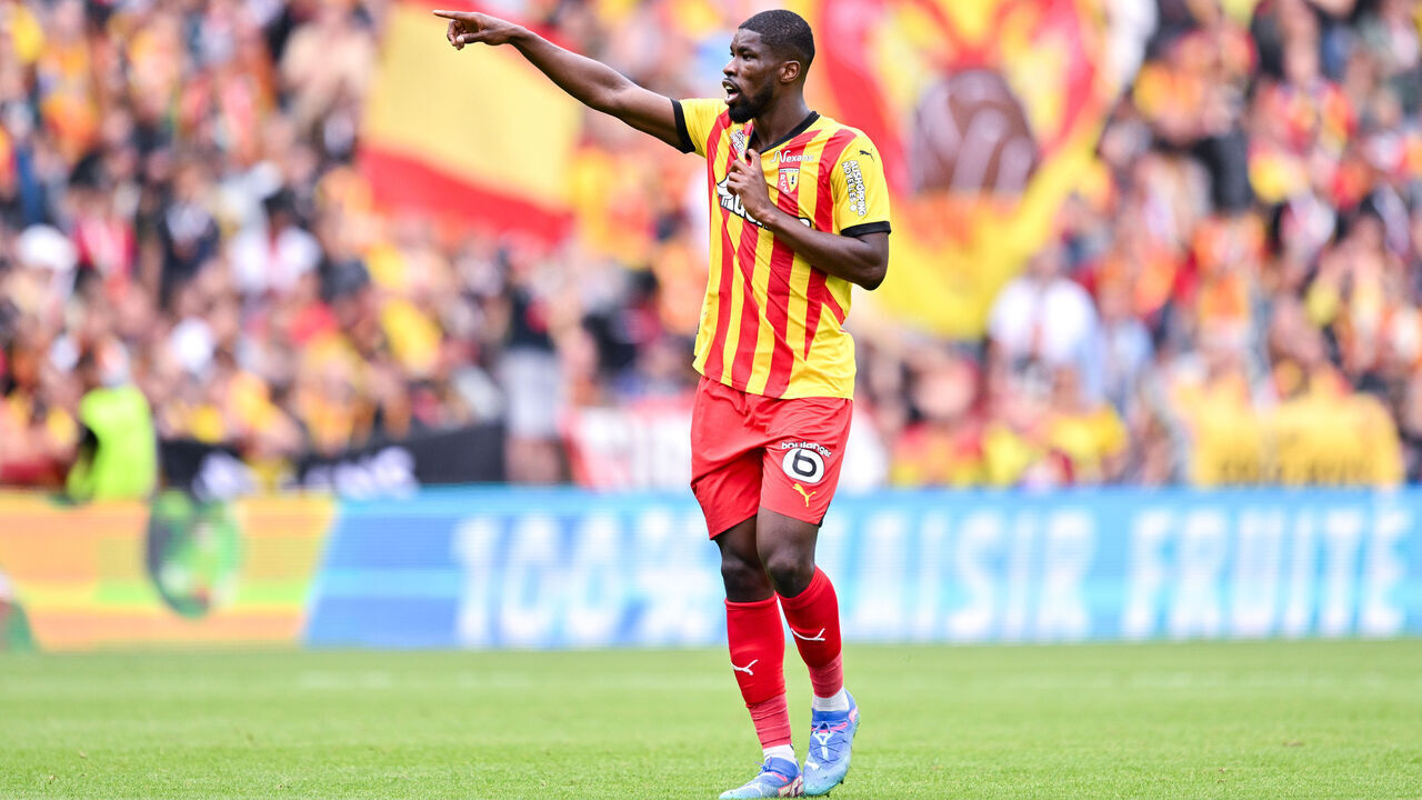 LENS, FRANCE - AUGUST 25: Kevin Danso of Lens gestures during the Ligue 1 match between Racing Club de Lens and Stade Brestois 29 at Stade Bollaert-Delelis on August 25, 2024 in Lens, France.