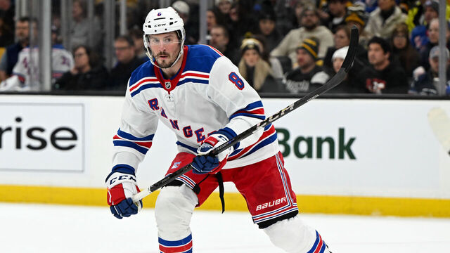 BOSTON, MASSACHUSETTS - FEBRUARY 01: J.T. Miller #8 of the New York Rangers skates against the Boston Bruins during the second period at the TD Garden on February 01, 2025 in Boston, Massachusetts.