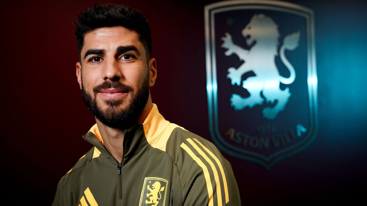 BIRMINGHAM, ENGLAND - FEBRUARY 03: Marco Asensio of Aston Villa poses for a picture at Bodymoor Heath training ground on February 03, 2025 in Birmingham, England.
