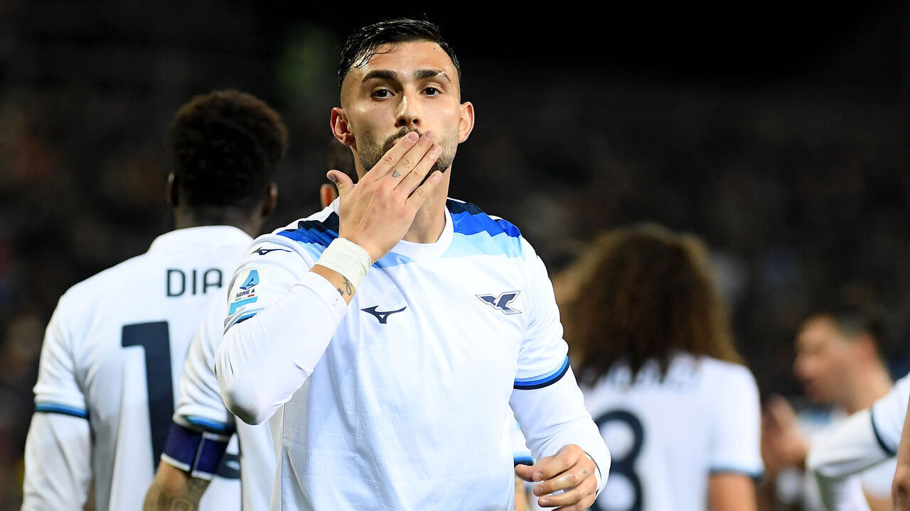 CAGLIARI, ITALY - FEBRUARY 03: Valentin Castellanos of SS Lazio celebrates a second goal during the Serie match between Cagliari and Lazio at Sardegna Arena on February 03, 2025 in Cagliari, Italy.