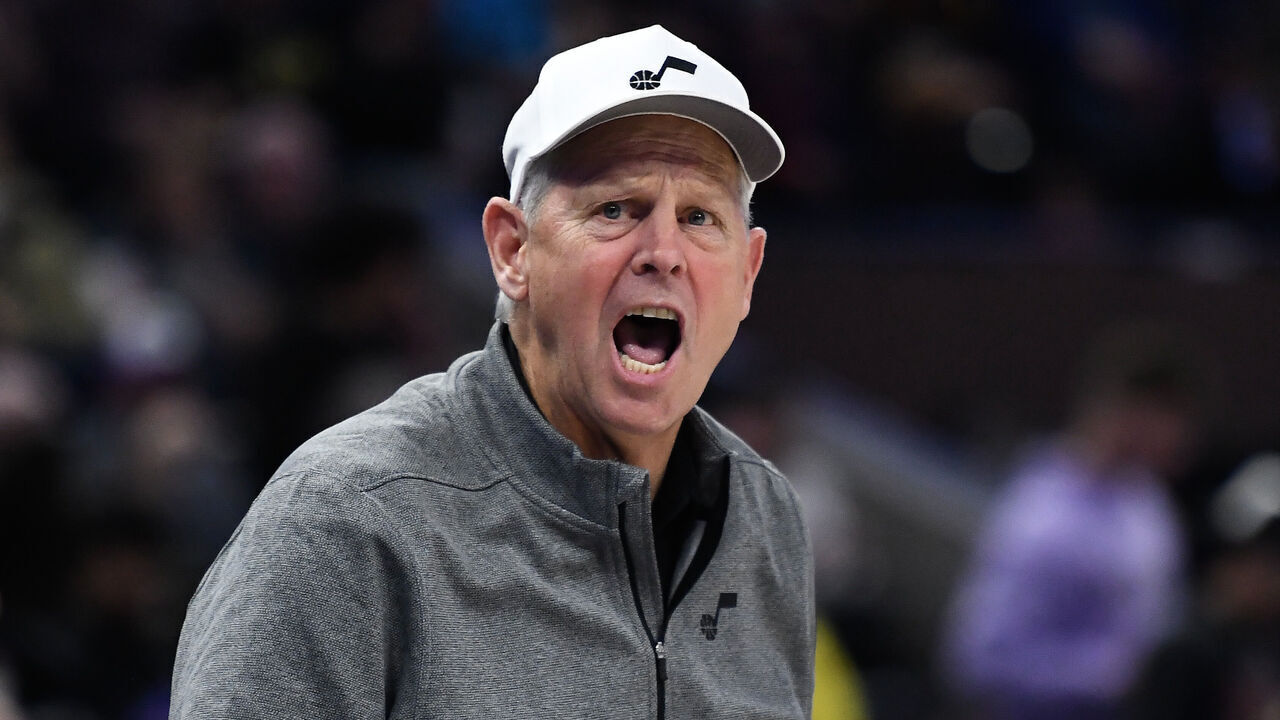 SALT LAKE CITY, UTAH - MARCH 27: Utah Jazz CEO Danny Ainge reacts to a play during the second half of a game against the Phoenix Suns at Vivint Arena on March 27, 2023 in Salt Lake City, Utah.