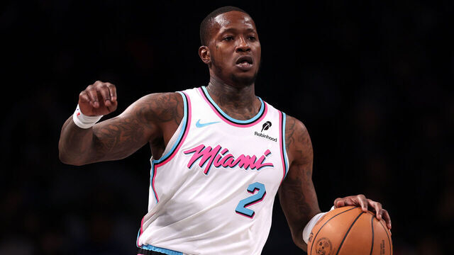 NEW YORK, NEW YORK - JANUARY 25: Terry Rozier #2 of the Miami Heat dribbles during the second half a at Barclays Center on January 25, 2025 in New York City.