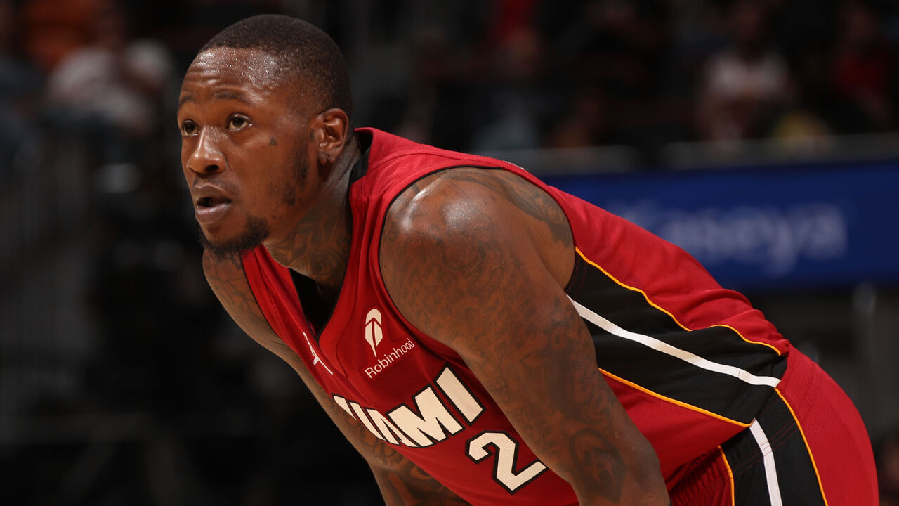 MIAMI, FL - JANUARY 21: Terry Rozier #2 of the Miami Heat during the game against the Portland Trail Blazers on January 21, 2025 at Kaseya Center in Miami, Florida. Mandatory Copyright Notice: Copyright 2025 NBAE