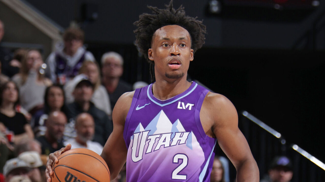 SALT LAKE CITY, UT - FEBRUARY 1: Collin Sexton #2 of the Utah Jazz handles the ball during the game against the Orlando Magic on February 1, 2025 at Delta Center in Salt Lake City, Utah. Mandatory Copyright Notice: Copyright 2025 NBAE