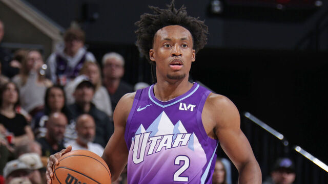 SALT LAKE CITY, UT - FEBRUARY 1: Collin Sexton #2 of the Utah Jazz handles the ball during the game against the Orlando Magic on February 1, 2025 at Delta Center in Salt Lake City, Utah. Mandatory Copyright Notice: Copyright 2025 NBAE