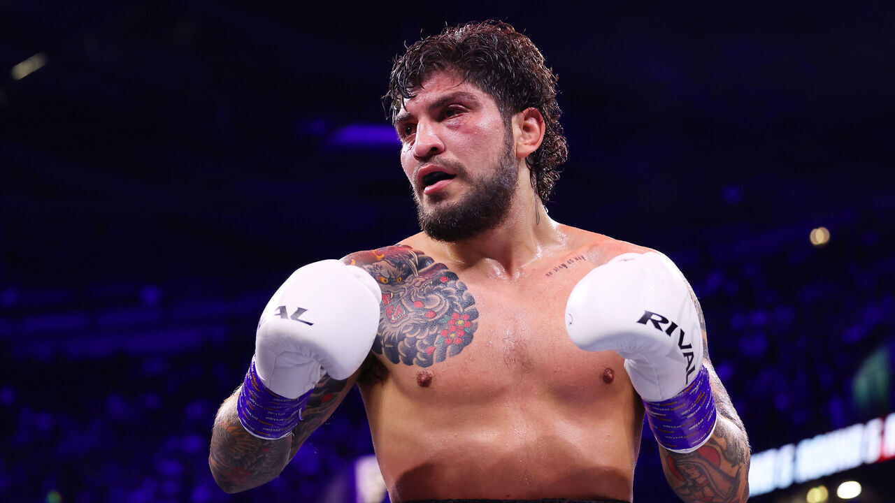 MANCHESTER, ENGLAND - OCTOBER 14: Dillon Danis looks on during the Misfits Heavyweight fight between Logan Paul and Dillon Danis at AO Arena on October 14, 2023 in Manchester, England.