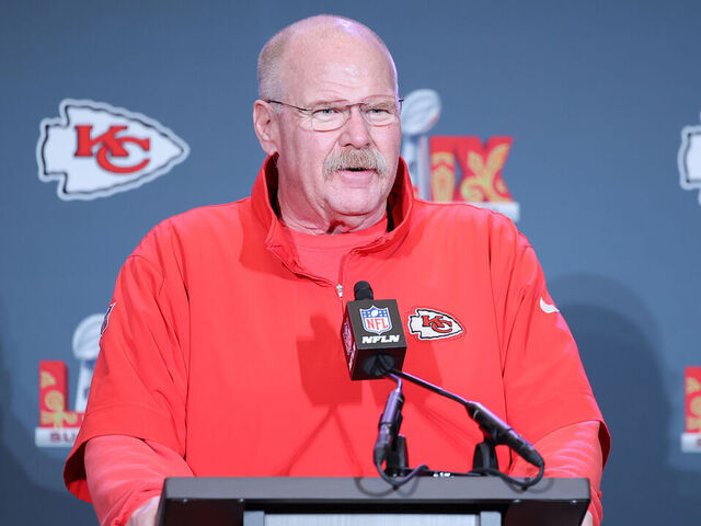 NEW ORLEANS, LOUISIANA - FEBRUARY 04: Head coach Andy Reid of the Kansas City Chiefs speaks during a news conference at New Orleans Marriott on February 04, 2025 in New Orleans, Louisiana.